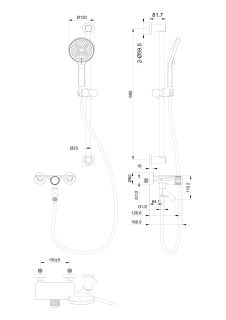 Смеситель для ванны с душевым гарнитуром Wonzon & Woghand Click WW-FE05L222-BGG тёмный графит
